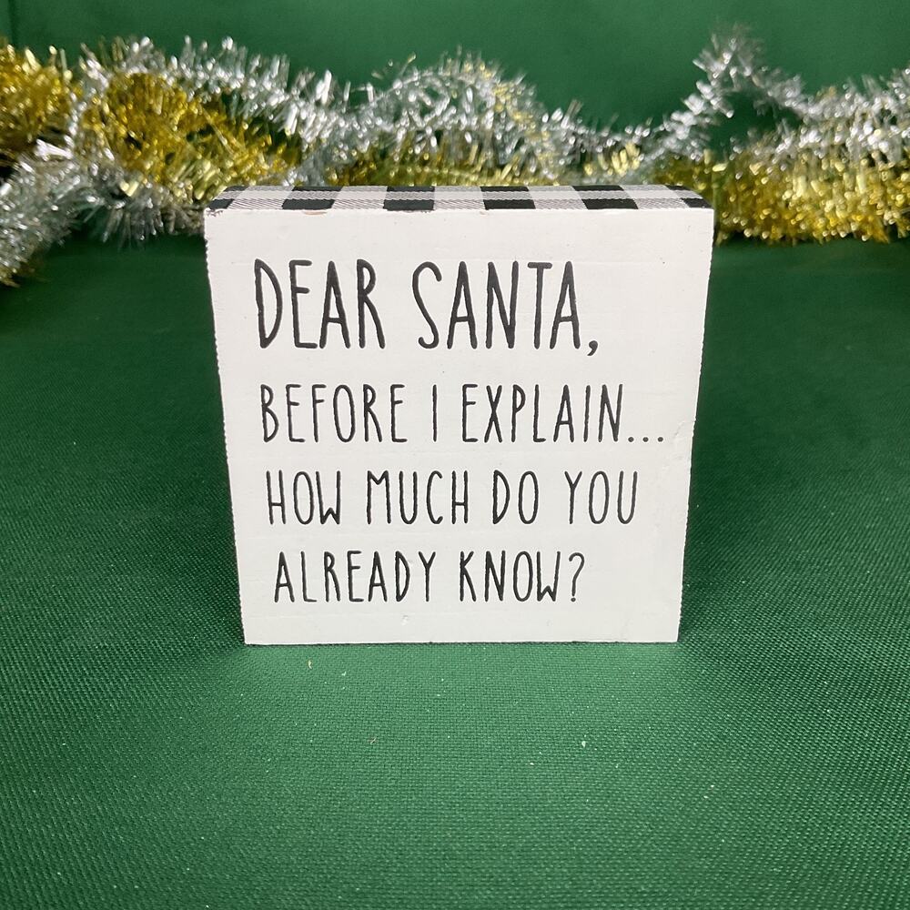 "Be Merry" Buffalo Plaid Christmas Wood Block Sign - Holiday Shelf Sitter